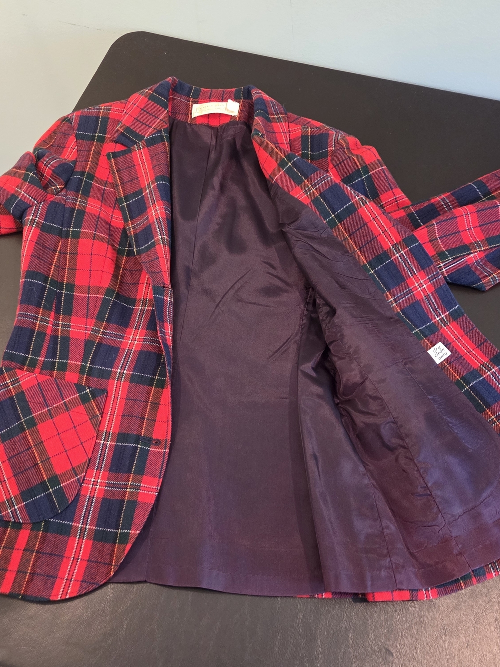 Vintage Pendleton Red Tartan Plaid Wool Skirt Suit Set Size 6 USA - Picture 13 of 13